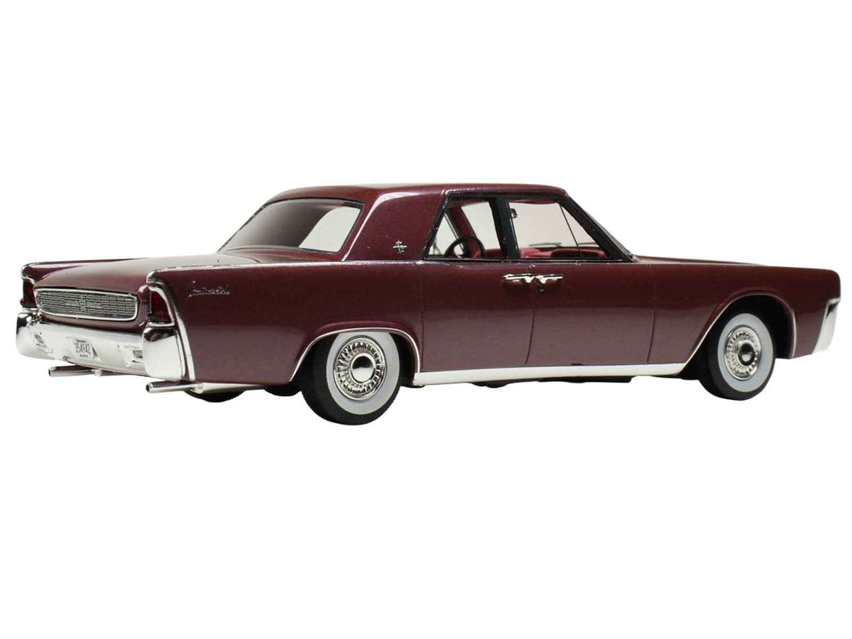 Miniature 1/43 scale Lincoln Continental Royal Red Metallic model car by Goldvarg Collection with red interior, limited edition.