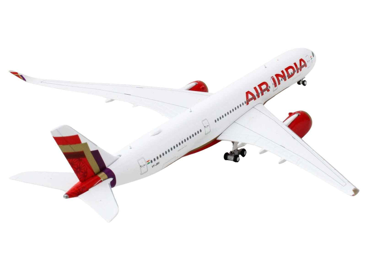Miniature Motors Airbus A350-900 Air India diecast model airplane in white with tail graphics, 1/400 scale by GeminiJets.