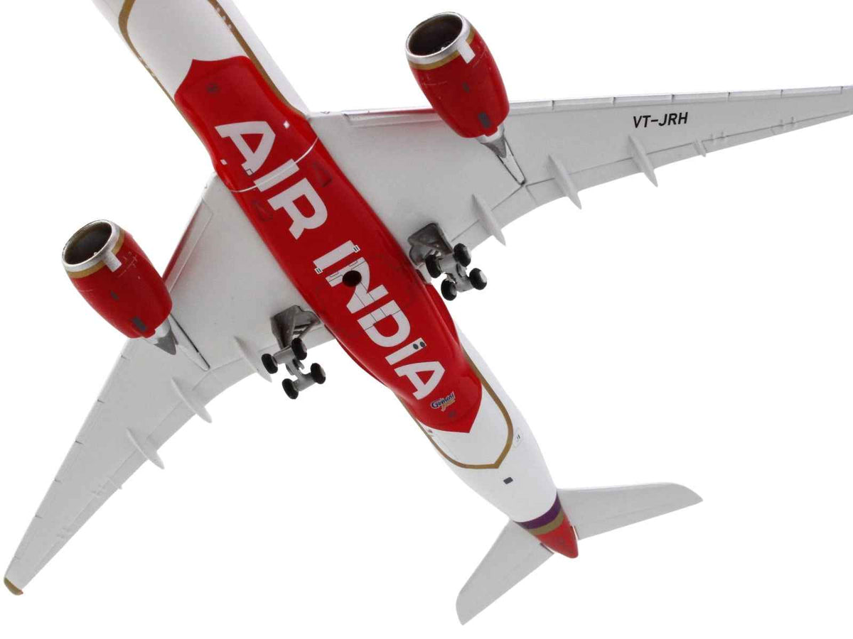 Miniature Motors Airbus A350-900 Air India diecast model airplane in white with tail graphics, 1/400 scale by GeminiJets.