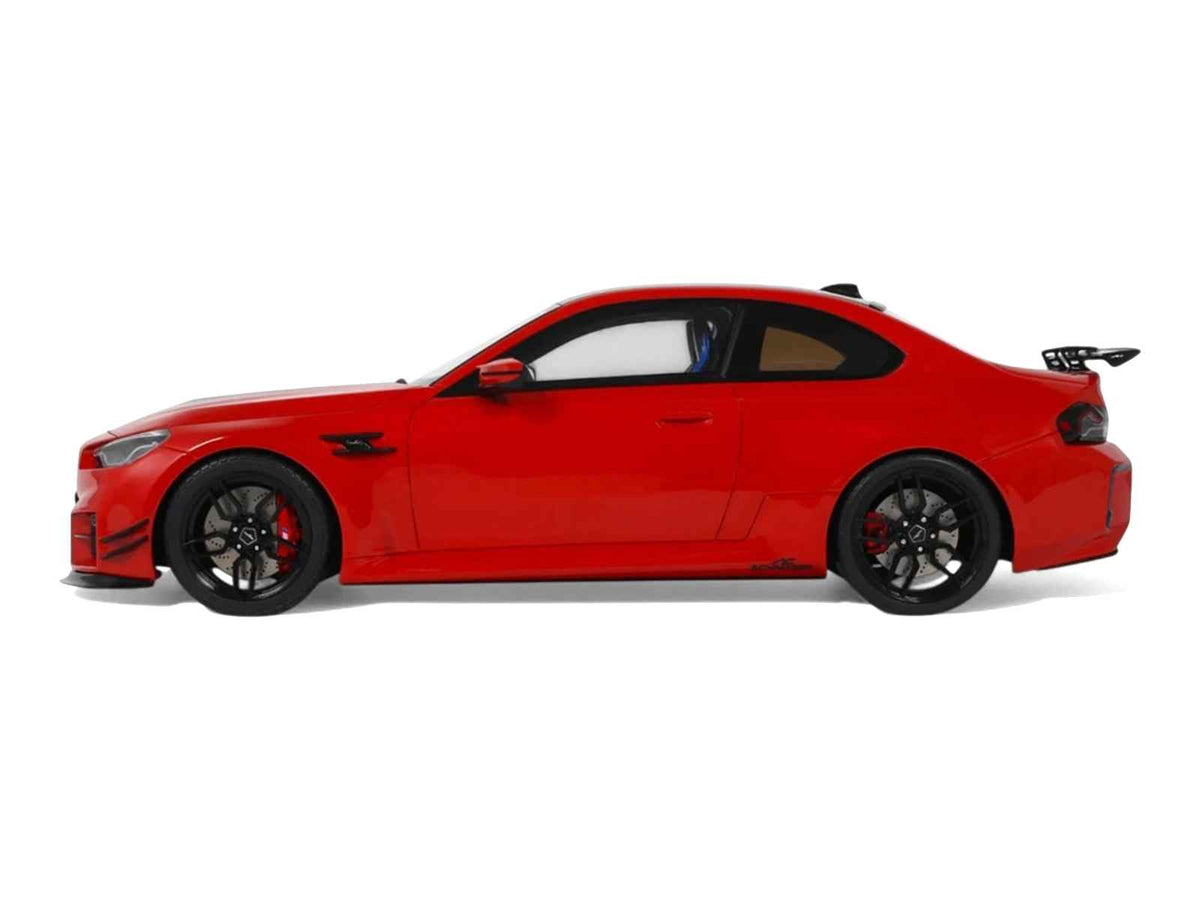 2023 AC Schnitzer ACS2 Sport BMW M2 miniature model car in Toronto Red with black roof, detailed 1/18 scale by GT Spirit.