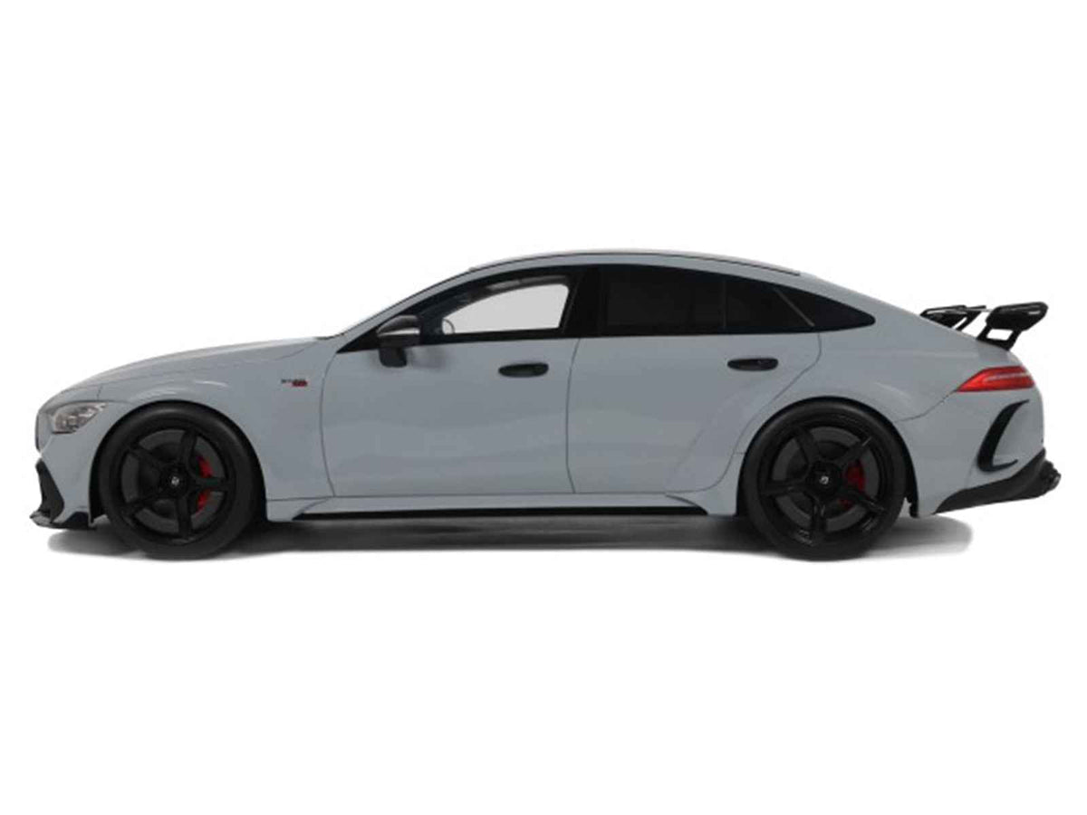 Miniature 2024 Brabus Rocket 1000 Nardo Gray model car by GT Spirit, detailed 1/18 scale collectible with black top.
