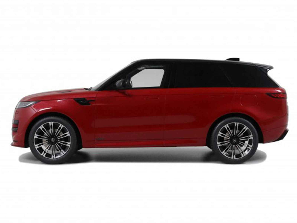Miniature 1/18 scale Range Rover Sport model by GT Spirit in Firenze Red Metallic, detailed Land Rover collectible car.