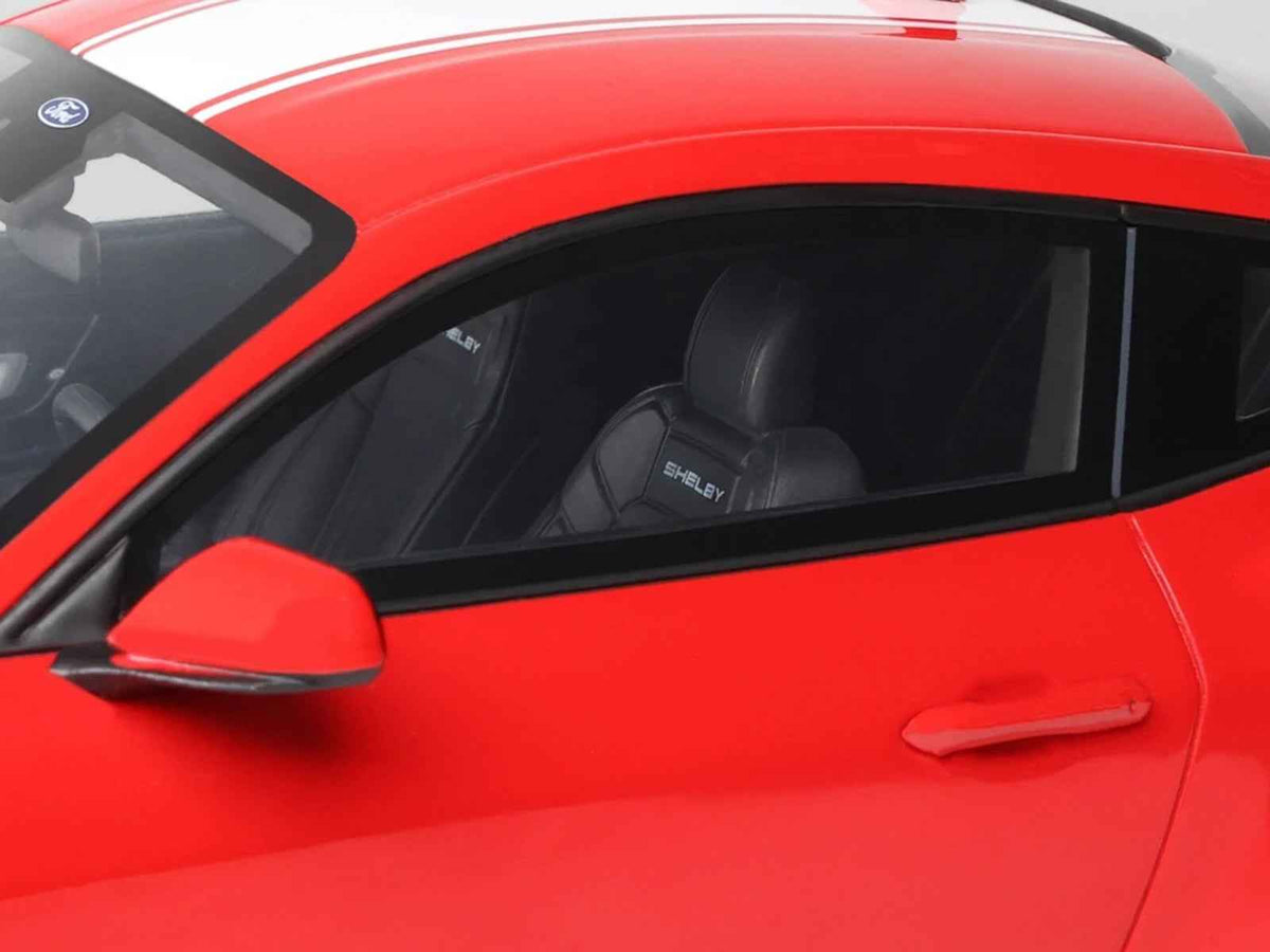 2025 Shelby Mustang Supersnake model car in Race Red with white stripes, 1/18 scale Shelby model by Miniature Motors, GT Spirit.