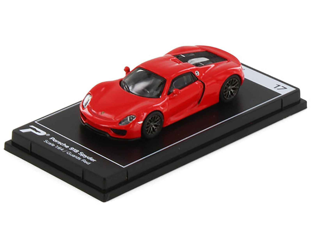 Miniature Motors Porsche 918 Spyder diecast model car in Guards Red, part of the Hypercar League Collection, 1/64 scale.