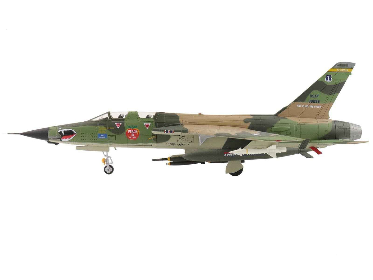 Republic F-105F Thunderchief fighter-bomber diecast model by Hobby Master, detailed 1/72 scale aircraft with military markings.