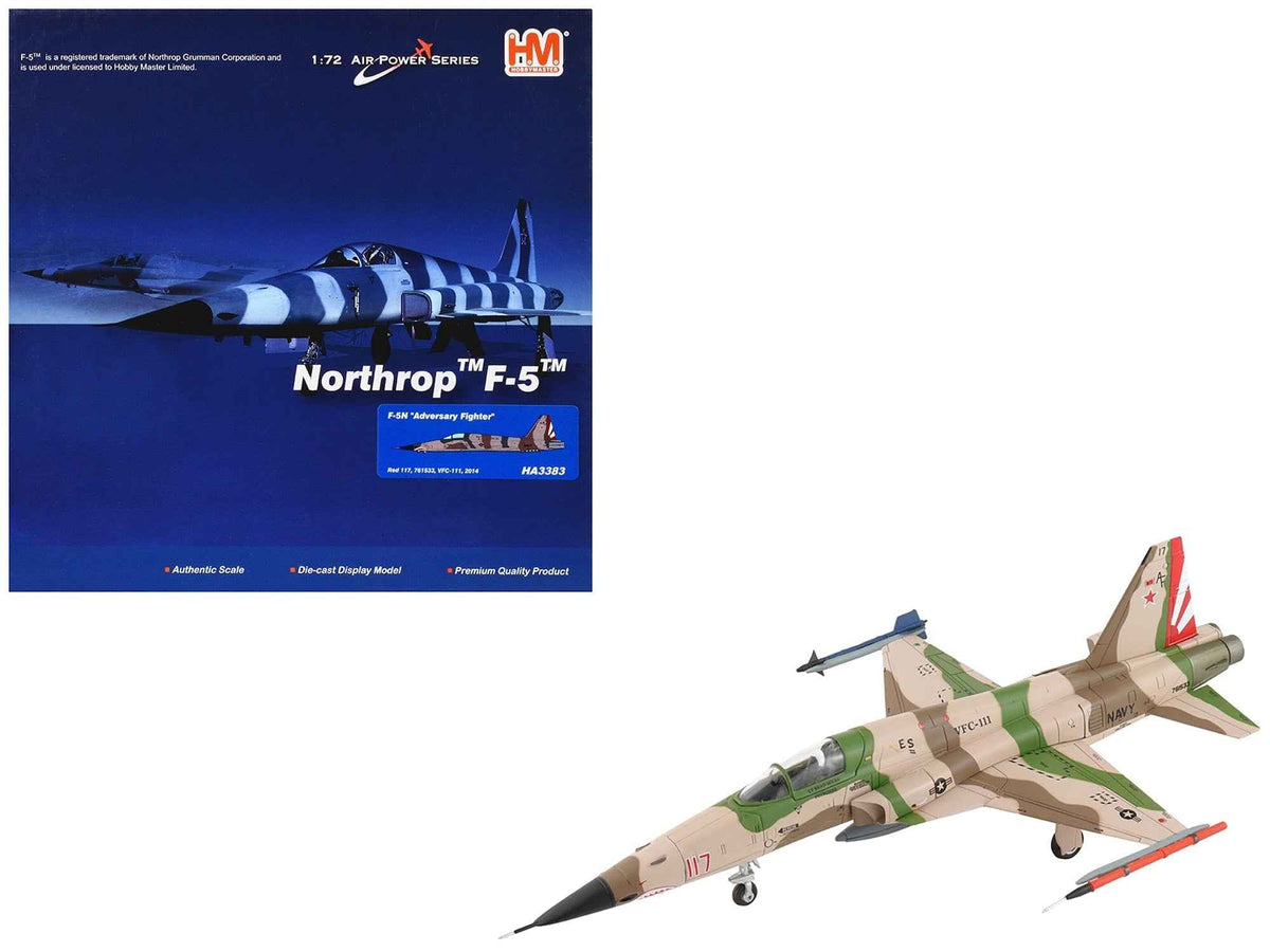 Miniature Motors Northrop F-5N Tiger II military model aircraft in 1/72 scale, painted in red with navy insignia, detailed diecast replica.