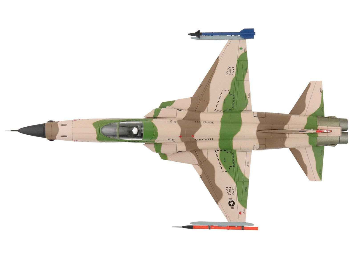 Northrop F-5N Tiger II model aircraft by Hobby Master, detailed 1/72 diecast of U.S. Navy adversary fighter in red and gray colors.