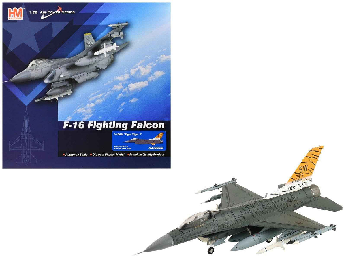Miniature Motors Lockheed F-16CM Fighting Falcon model aircraft in 1/72 scale with detailed US Air Force markings, tiger stripe design.