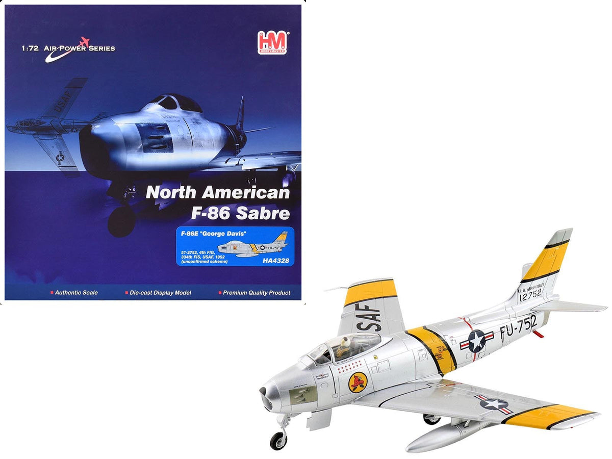 Miniature Motors 1/72 diecast model of North American F-86E Sabre fighter aircraft with detailed markings and US Air Force insignia.