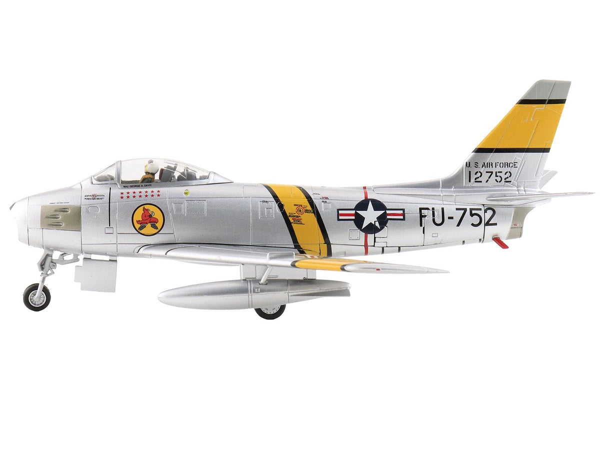 North American F-86E Sabre fighter aircraft diecast model by Hobby Master, depicting Colonel Davis' 1952 U.S. Air Force jet, 1/72 scale