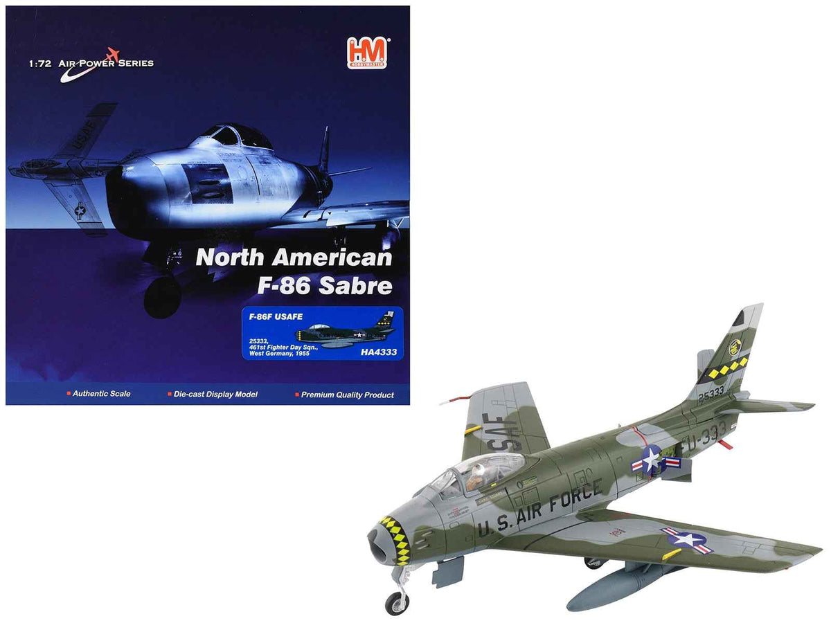 Miniature Motors F-86F Sabre fighter aircraft diecast model, detailed 1/72 scale US Air Forces aircraft from 1955 in West Germany