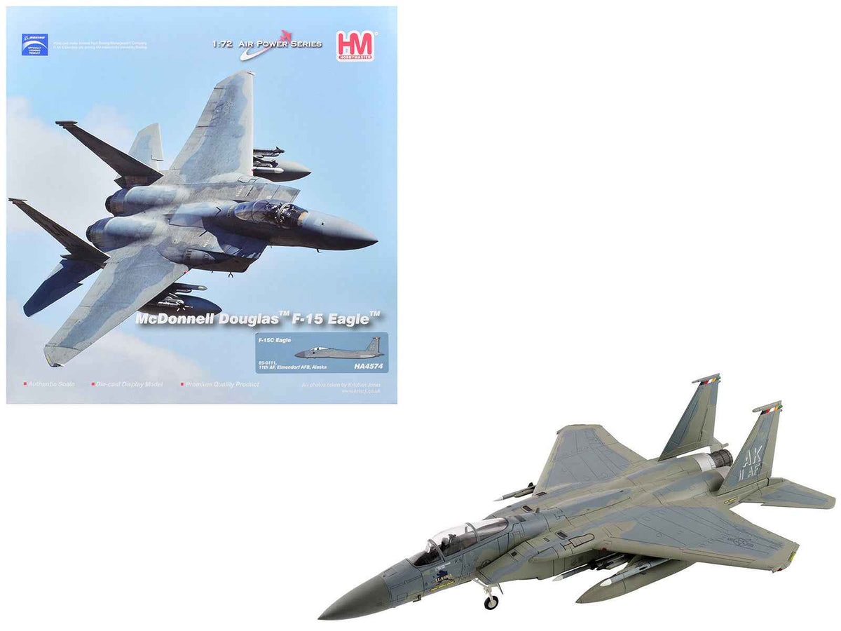 Miniature Motors 1/72 diecast model of McDonnell Douglas F-15C Eagle fighter aircraft with 11th Air Force markings, detailed US Air Force replica