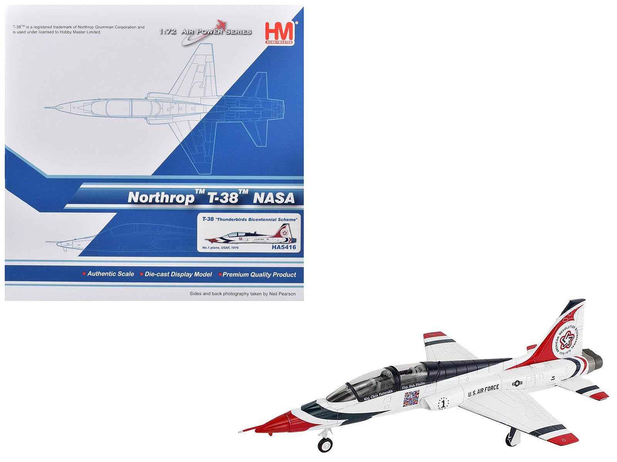 Northrop T-38 NASA aircraft diecast model by Hobby Master with Thunderbirds bicentennial scheme, part of the Air Power Series.