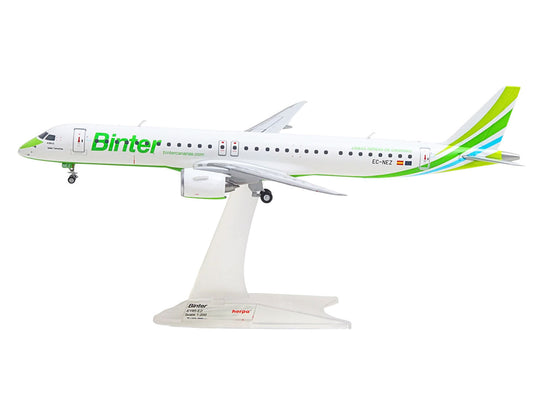 Embraer E195-E2 Commercial Aircraft "Binter Canarias" (EC-NEZ) White with Green Striped Tail 1/200 Diecast Model by Herpa