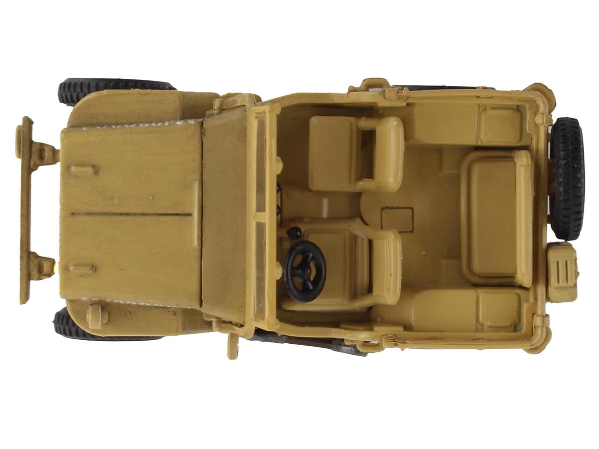 Miniature Military Model of U.S. 1/4 ton desert sand vehicle, British 8th Army General Montgomery Sicily 1943 diecast by Hobby Master