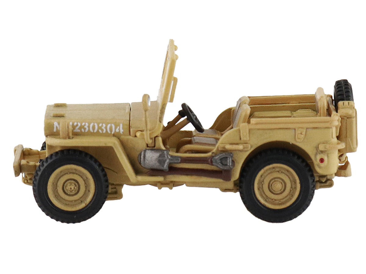 Miniature Motors 1/72 diecast model of British 8th Army military vehicle in desert sand, featuring General Montgomery from 1943.