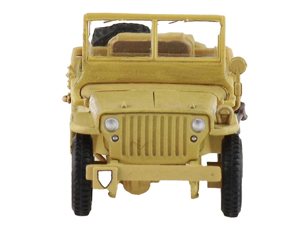 Miniature Motors 1/72 diecast model of U.S. 1/4 ton military vehicle in desert sand, British 8th Army, Gen. Montgomery, Sicily 1943