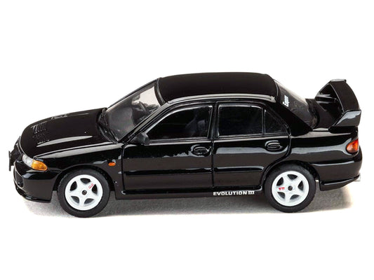 Mitsubishi Lancer RS Evolution III RHD (Right Hand Drive) Black "Initial D" (1995-2013) Manga "Diorama Set Series" 1/64 Diecast Model car by Hobby Japan