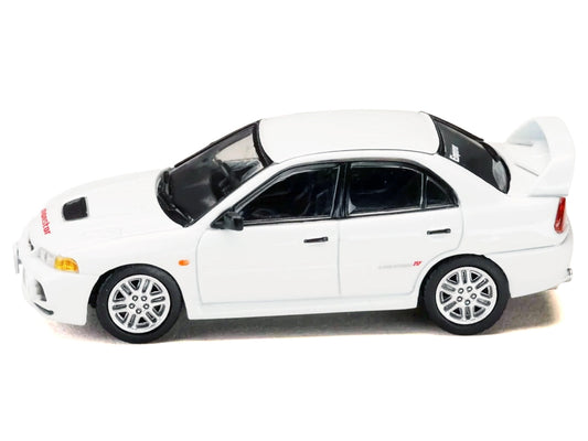 Mitsubishi Lancer RS Evolution IV RHD (Right Hand Drive) "MonStar" White "Initial D" (1995-2013) Manga "Diorama Set Series" 1/64 Diecast Model car by Hobby Japan