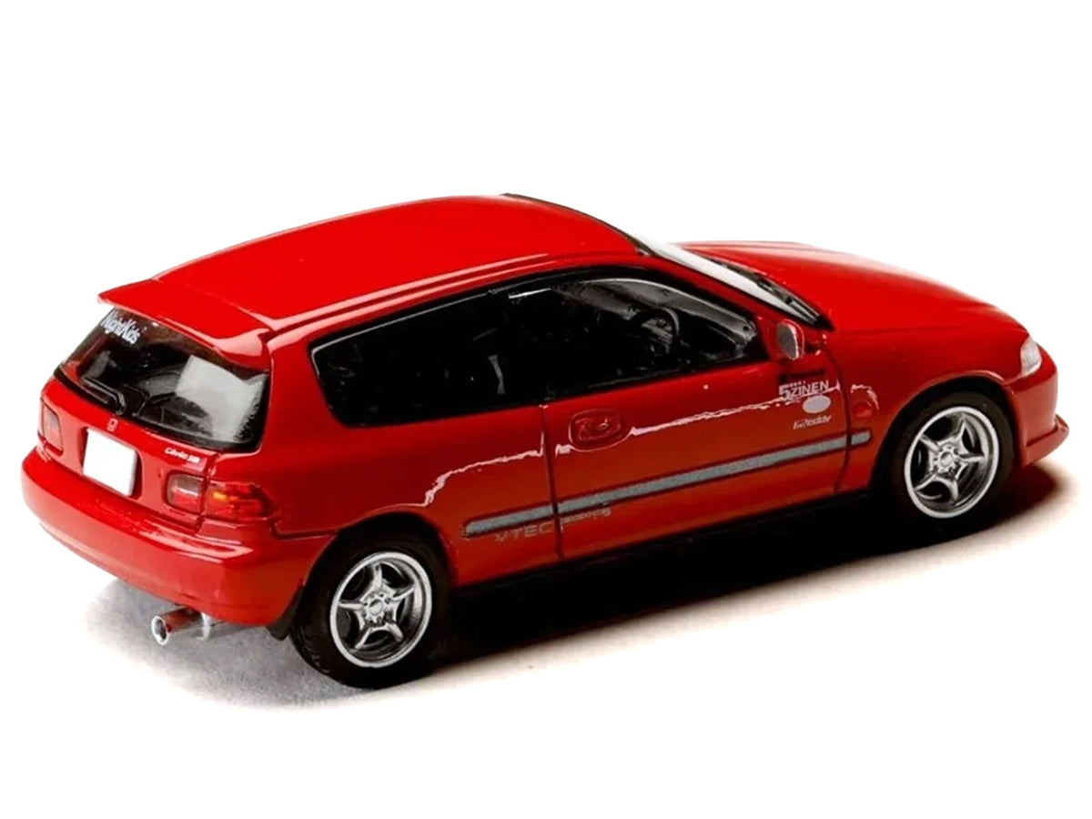 Red Honda Civic EG6 RHD diecast model by Miniature Motors from Diorama Set Series, inspired by Initial D manga, 1/64 scale.