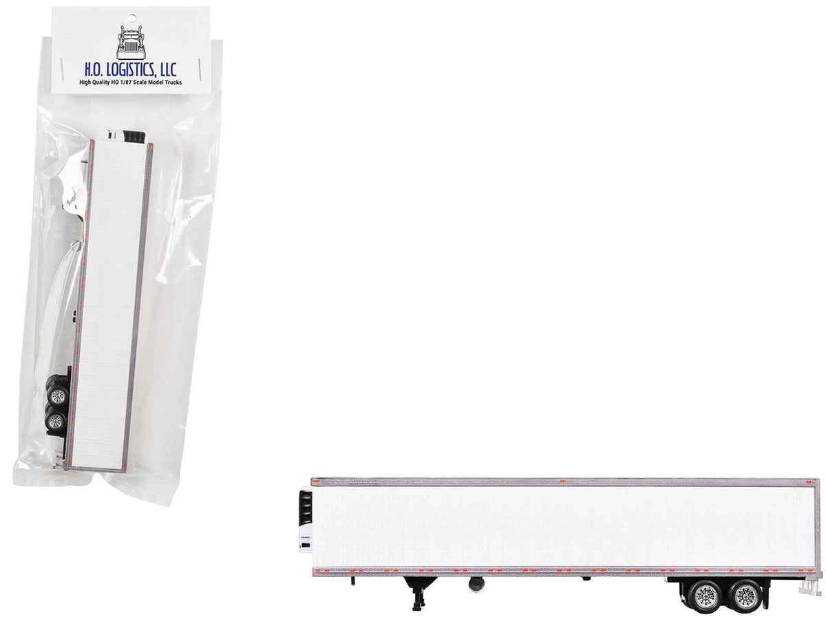 HO Logistics Box Dry Goods Trailer White 1/87 scale plastic model by Miniature Motors, detailed accessory for model train layouts.
