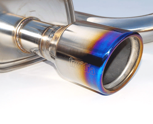 JDMuscle Invidia Q300 titanium tip cat-back exhaust system for 2006-2011 Honda Civic Si coupe, showing polished titanium exhaust tips.