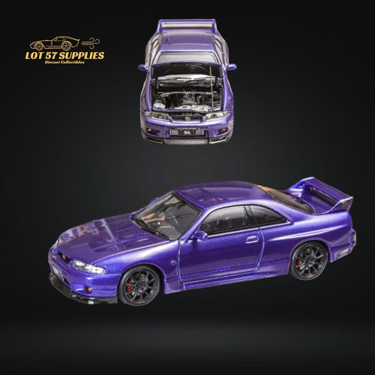 Purple Focal Horizon Nissan Skyline R33 diecast car in 1:64 scale, detailed model from Lot57Supplies Diecast Shop.