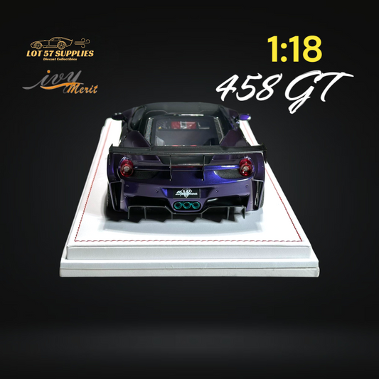 IVY MERIT Ferrari 458 GT Purple LBWK 1:18 Scale - Evergreen Kings
