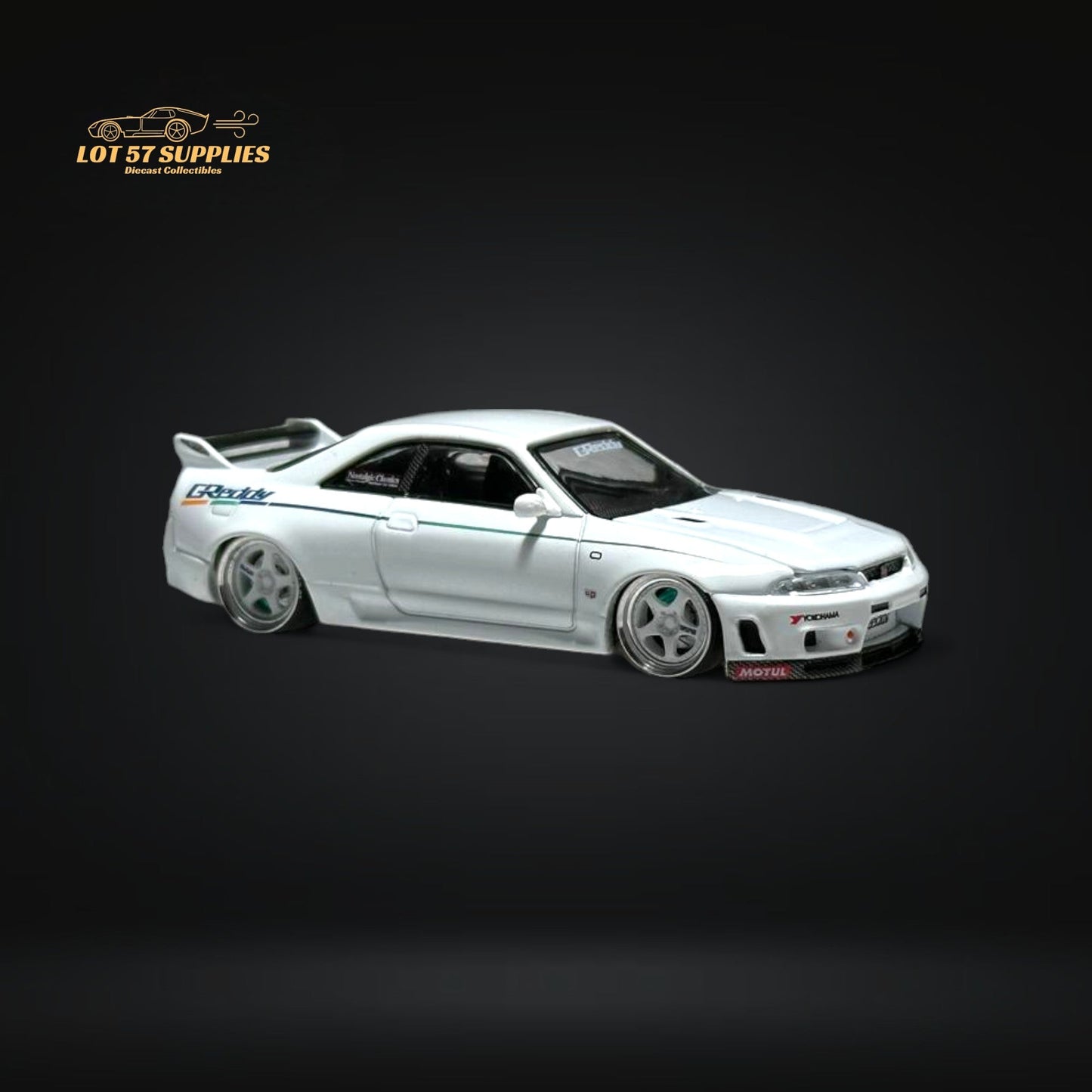 Mini GT Nissan Skyline GT-R R33 Greddy V1 White 1:64 - Evergreen Kings