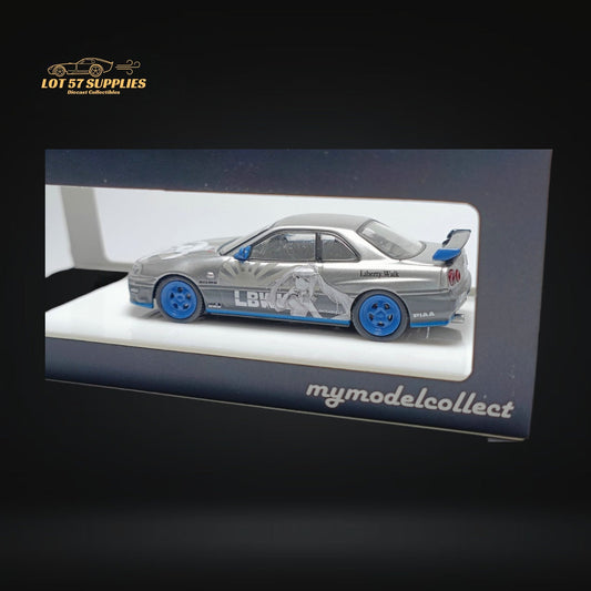 MC Nissan Skyline R34 25GT Turbo Silver Queen Livery 1:64 - Evergreen Kings
