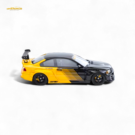 FLAME BMW M3 E46 Widebody Pandem Black & Yellow 1:64 - Evergreen Kings