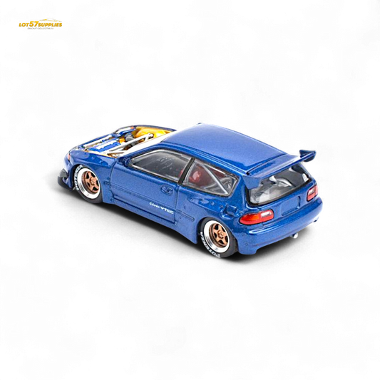Pop Race Pandem Civic EG6 Metallic Blue 1:64 - Evergreen Kings
