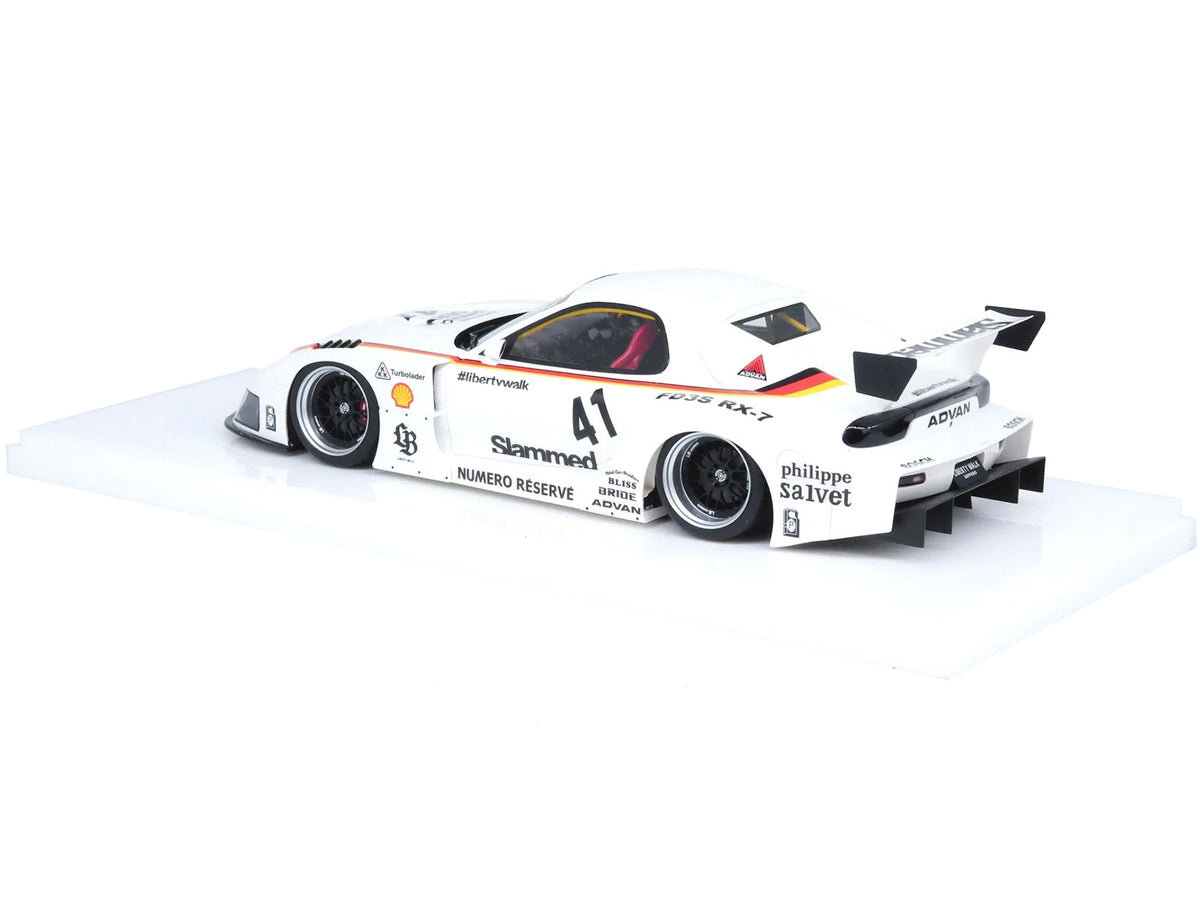 White Mazda RX7 FD3S LB-Super Silhouette RHD 1/18 scale model car with stripes and graphics by Miniature Motors