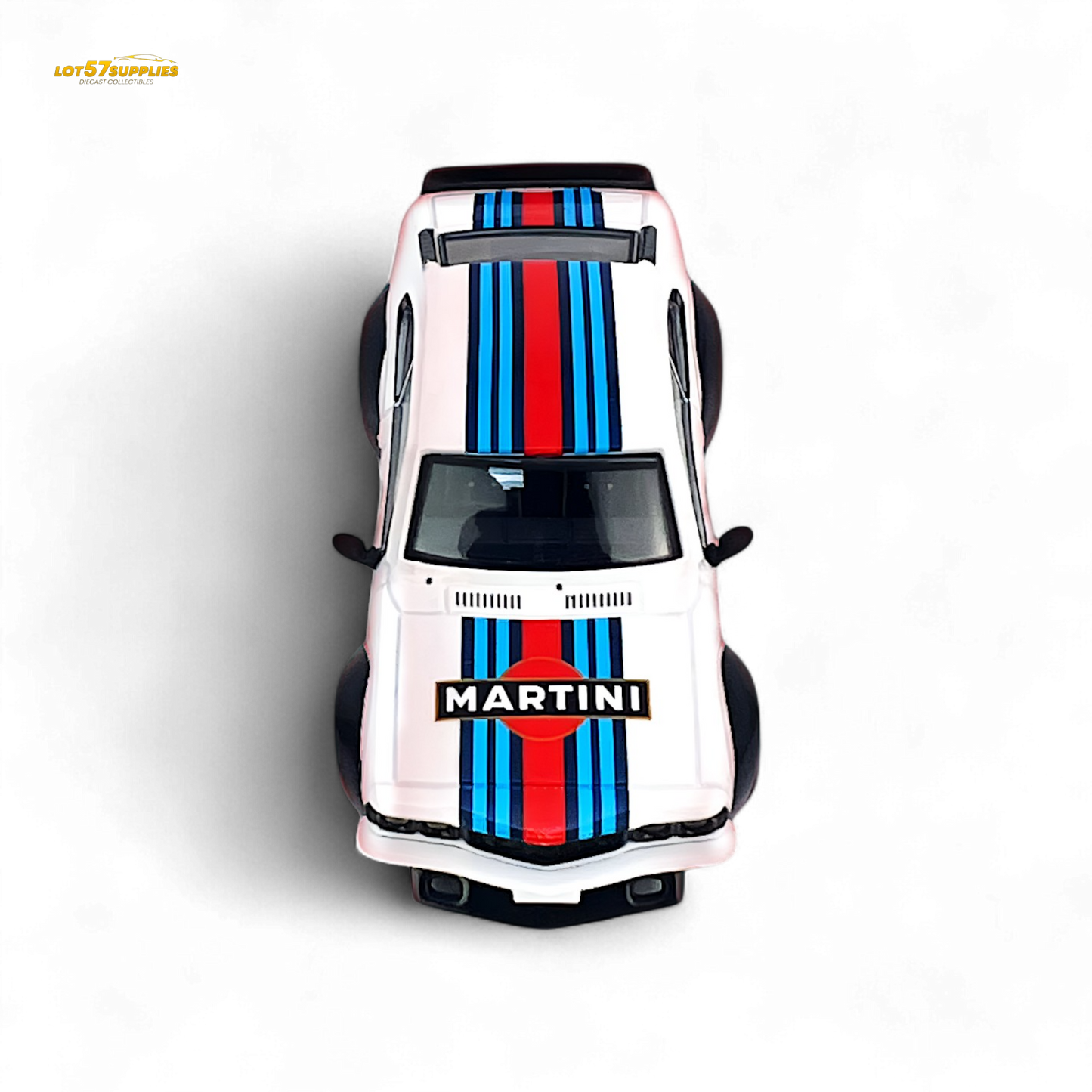 Detailed image of Inno64 Mazda Savanna RX3 Martini Racing diecast model in 1:64 scale with detailed livery and racing design.