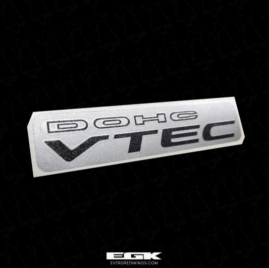 Evergreen Kings Integra DOHC VTEC trunk badge decal for 1994-2001 Honda Integra, featuring bold VTEC lettering on a sleek decal.