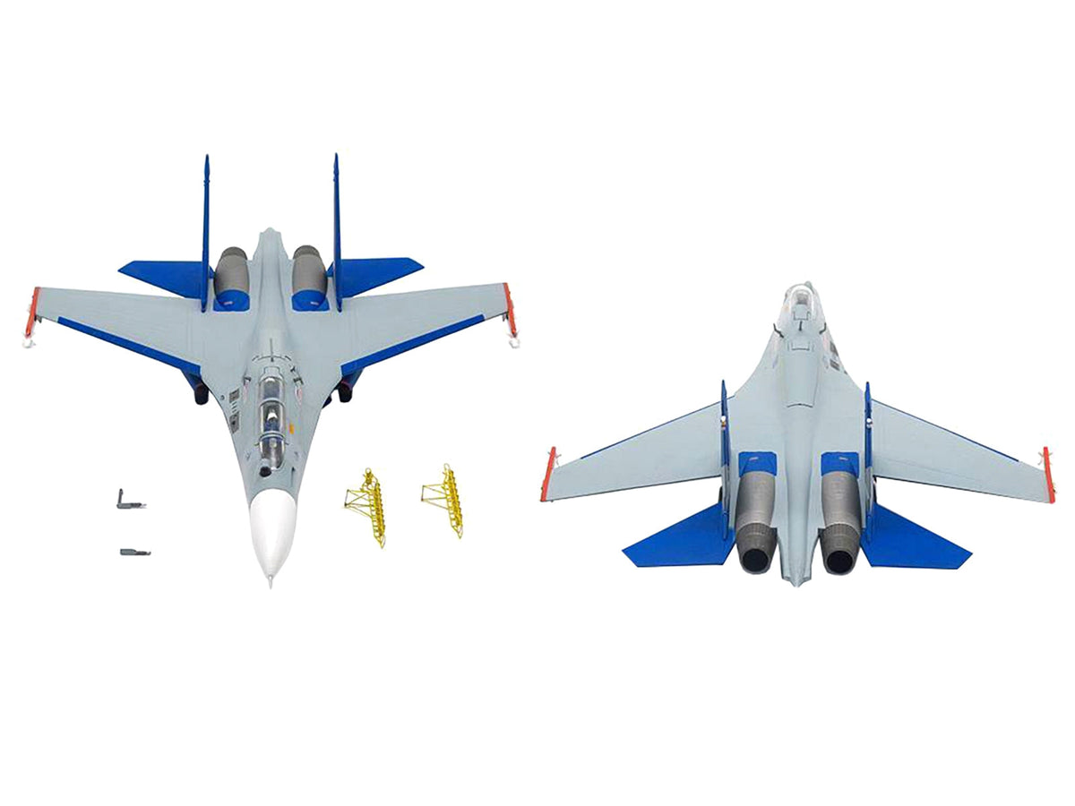 Miniature Motors 1/72 Sukhoi Su-30LL Flanker-C fighter aircraft diecast model by JC Wings, showing detailed aircraft with Russian markings.
