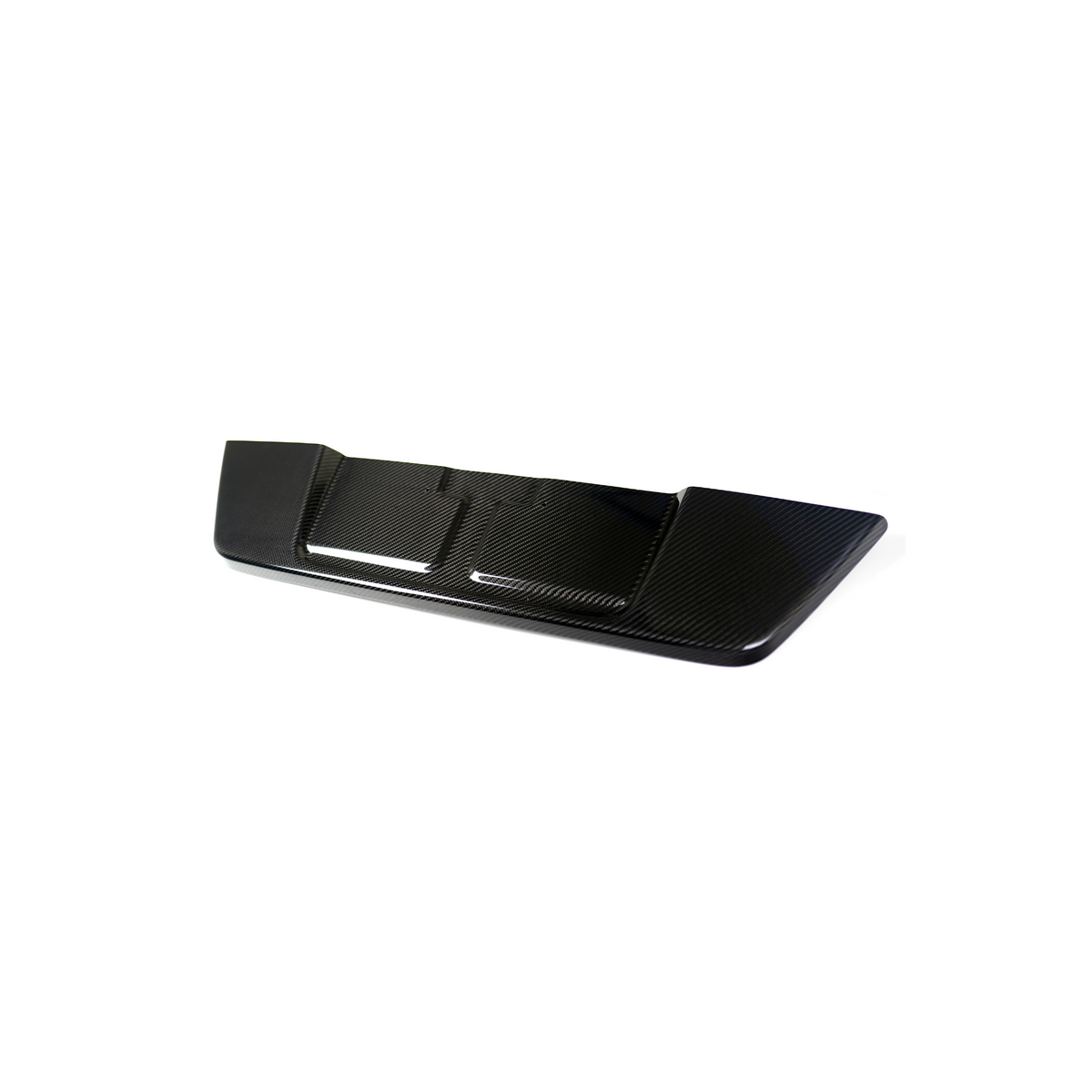 JDMuscle carbon fiber license plate backing for 2022-2025 Subaru WRX exterior garnish, showcasing sleek black finish.