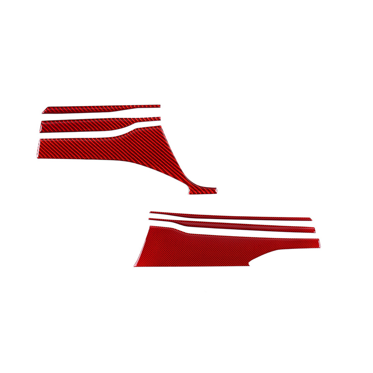 JDMuscle 2022-2023 Subaru WRX P&S Series carbon fiber dash trim covers, 6-piece black and red carbon fiber interior kit