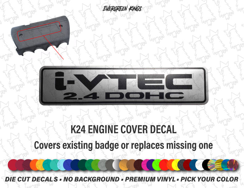 i-VTEC DOHC 2.4L Engine Cover Decal Sticker for Honda K24 Accord Element CRV