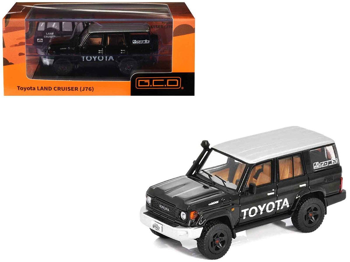 Miniature Motors Toyota Land Cruiser J76 diecast model car in black with silver metallic top, 1/64 scale, detailed collectible toy