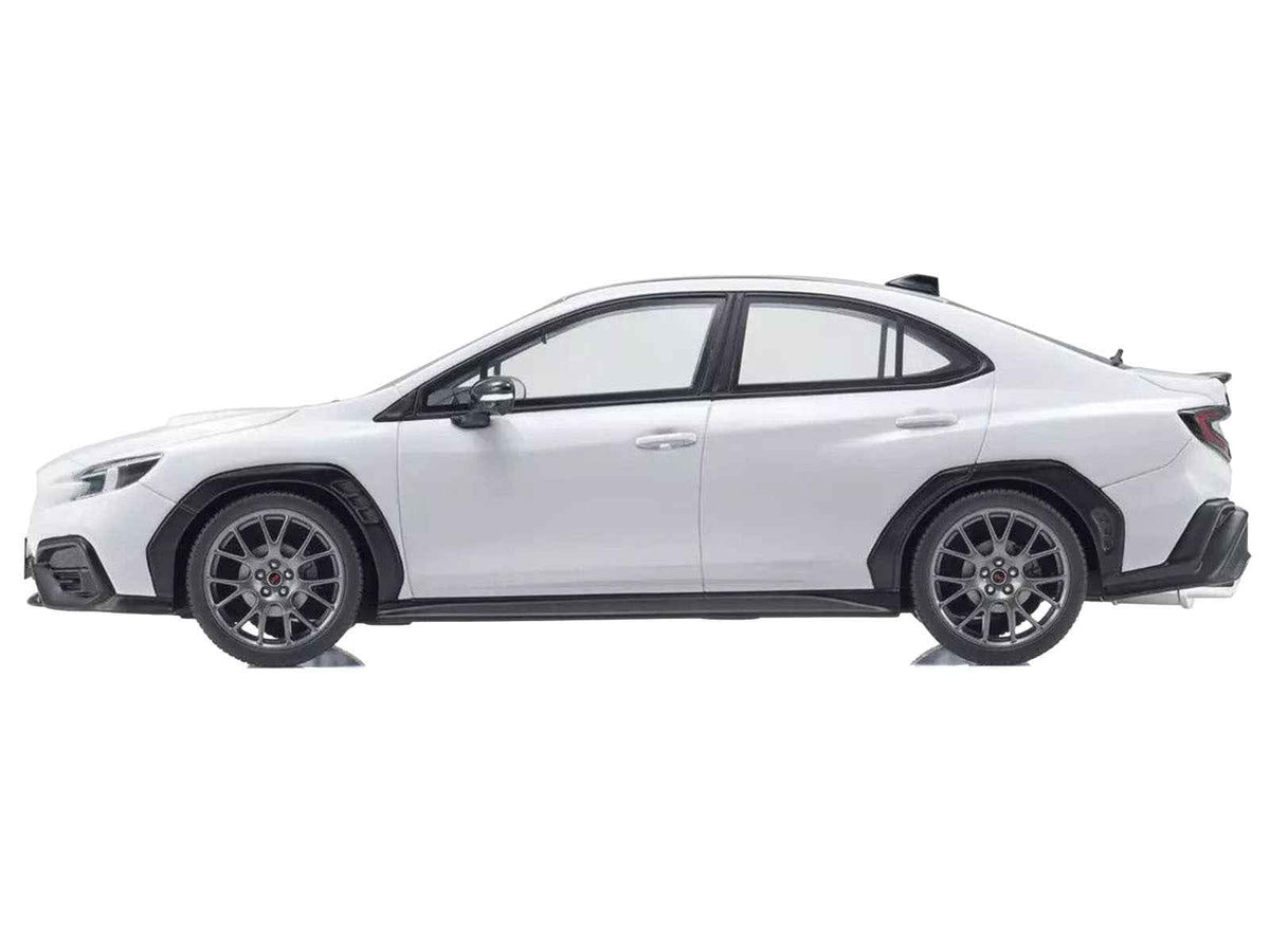 White Subaru WRX S4 STI Sport 1/18 scale model car by Miniature Motors, detailed right-hand drive Subaru model for collectors.