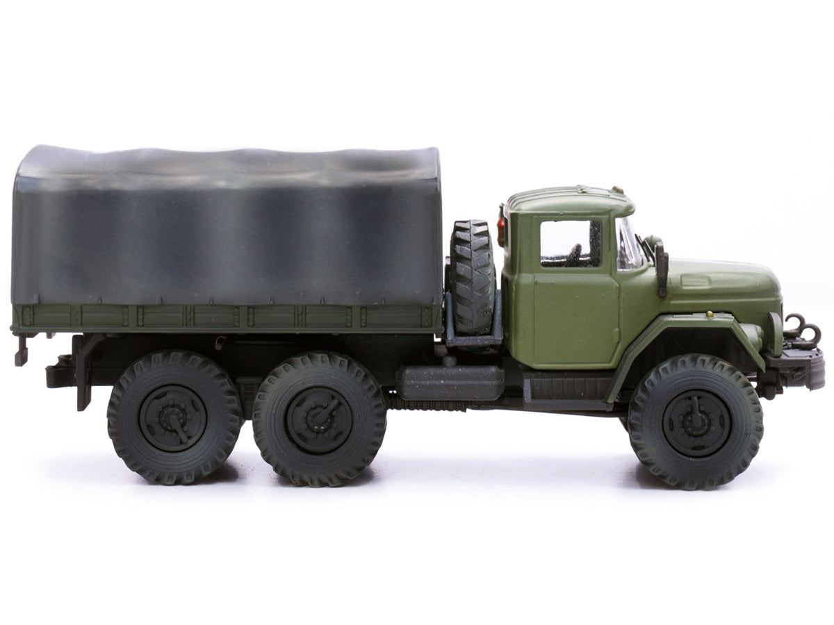 Green ZIL 131 cargo truck diecast model with white stripes, labeled "Ukrainian Ground Forces," by Legion in 1/72 scale.