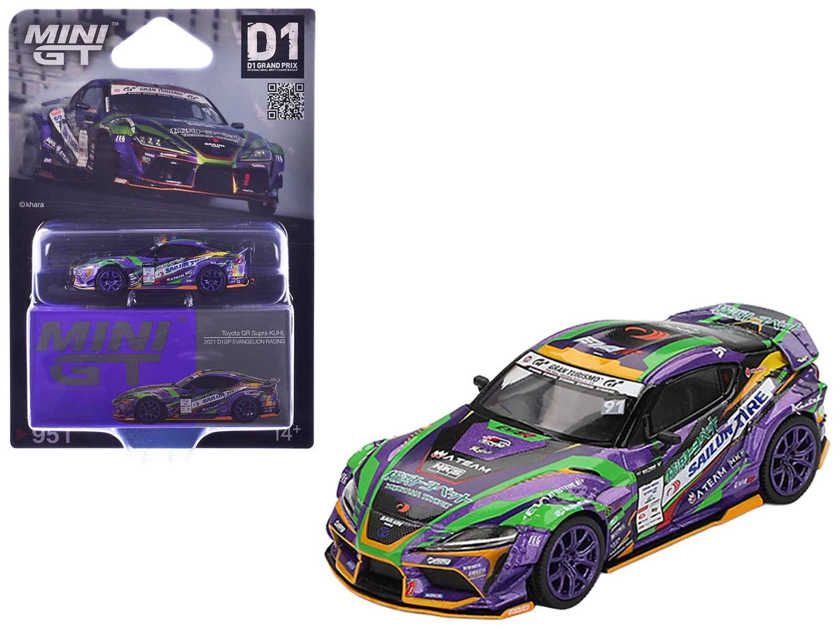Toyota GR Supra KUHL RHD diecast model car by Miniature Motors, #91 Evangelion Racing D1 Grand Prix 2021 limited edition.