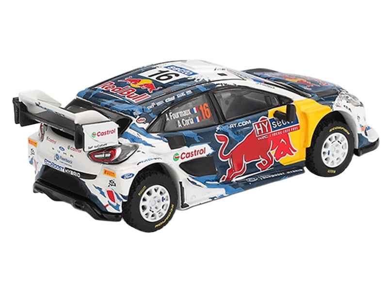 Mini GT Ford Puma Rally1 #16 diecast model car of Adrien Fourmaux and Alexandre Coria from M-Sport Ford WRT at Rally Finland 2024