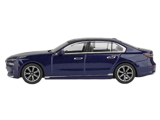BMW i7 xDrive60 Tanzanite Blue Metallic with Sun Roof Limited Edition 1/64 Diecast Model Car by Mini GT