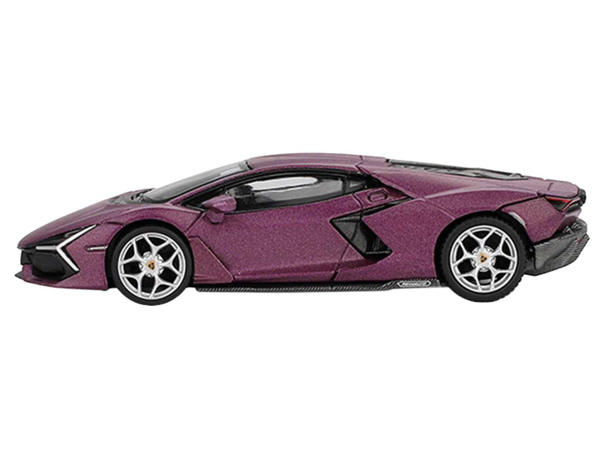 Miniature Motors Lamborghini Revuelto Viola 30th Matt Purple Metallic 1/64 diecast model car by Mini GT, detailed and collectible.