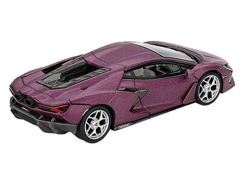 Mini GT Lamborghini Revuelto Viola 30th matte purple metallic 1/64 diecast model car, detailed limited edition collectible.
