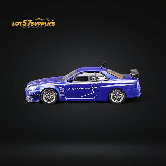 Inno64 Nissan Skyline GT-R R34 V-SPEC MINE'S BLUE 1:64 - Evergreen Kings