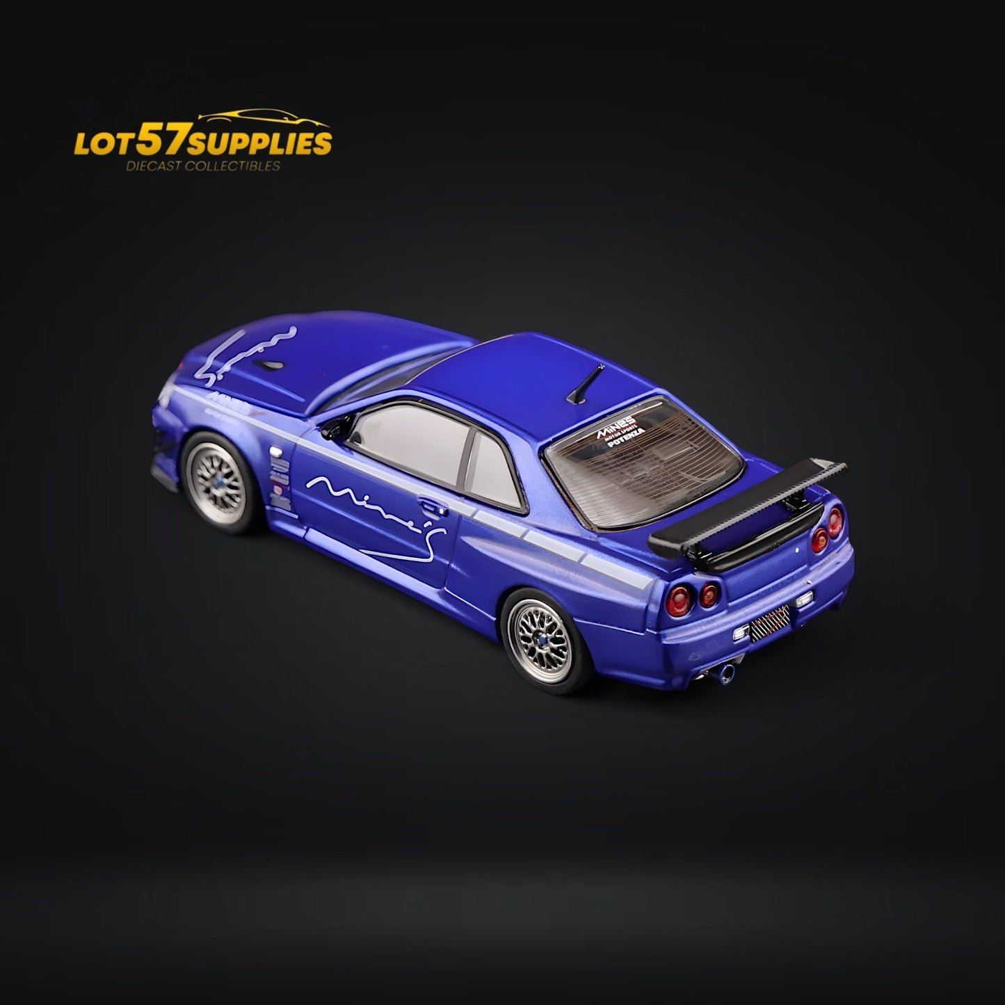 Inno64 Nissan Skyline GT-R R34 V-SPEC MINE'S BLUE 1:64 - Evergreen Kings