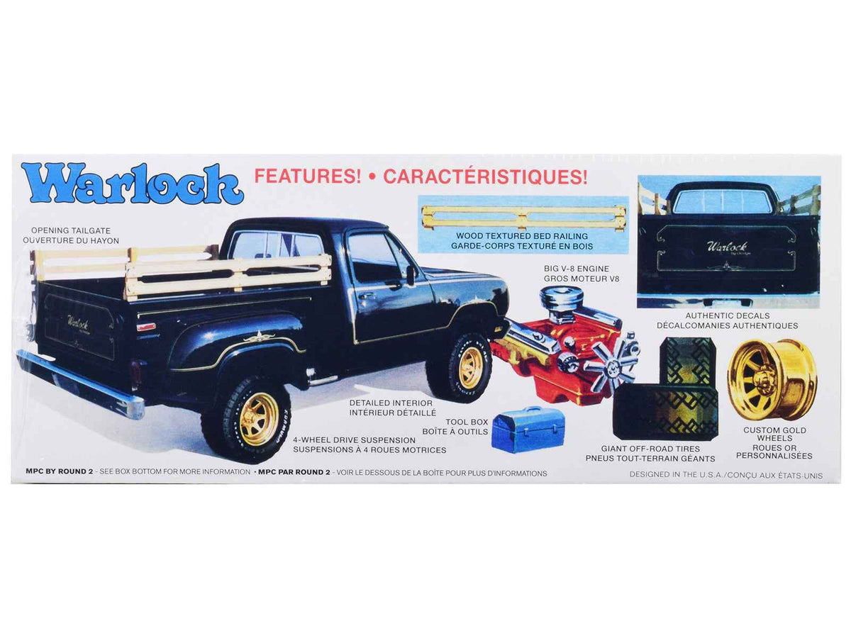 Miniature Motors Skill 2 1977 Dodge Warlock Stepside Pickup Truck model kit, 1/25 scale, detailed die-cast replica.